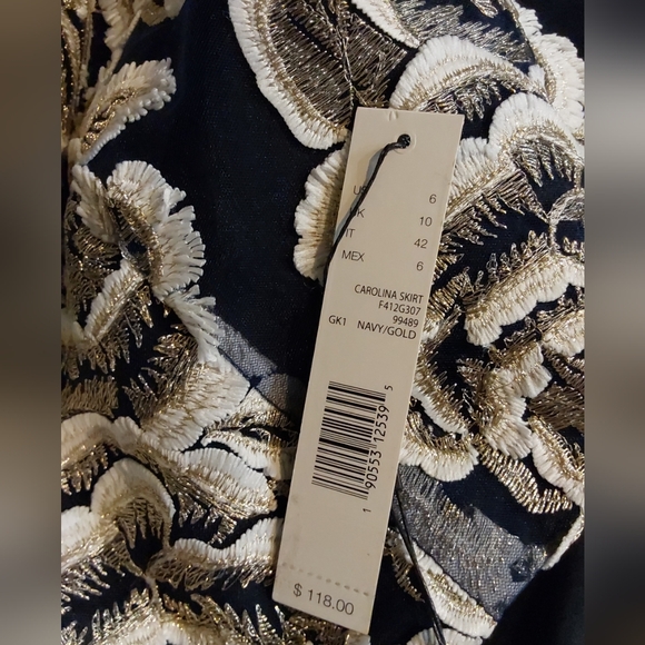 T-Tahari Women's Carolina Skirt in April Navy/Gold - Picture 5 of 5